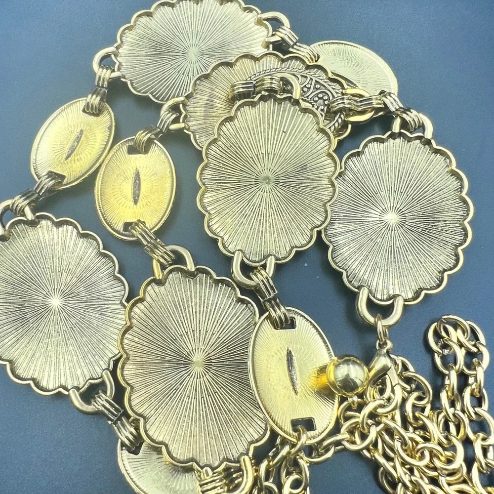 Western‎ Concho Medallion Chain Belt Gold OS EX
